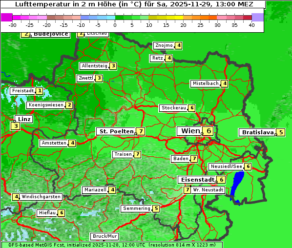 Temperatur, 29. 11. 2025