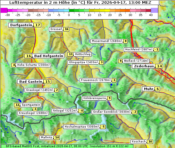 Temperatur, 17. 4. 2026
