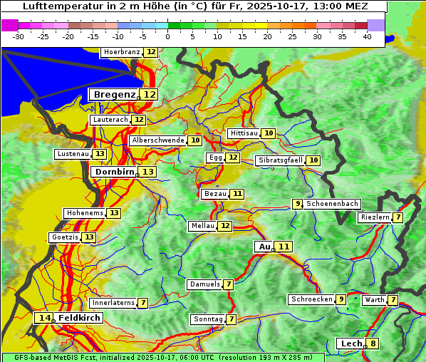 Temperatur, 17. 10. 2025