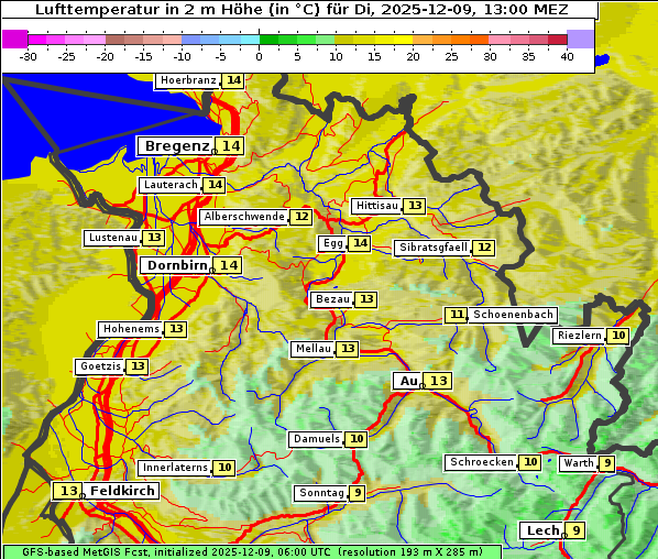 Temperatur, 9. 12. 2025