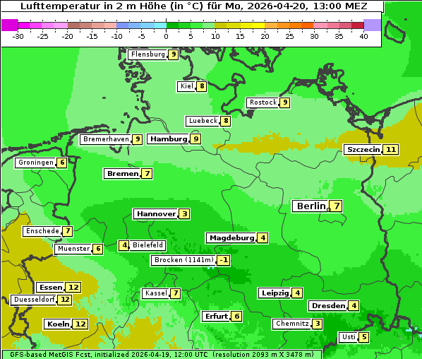 Temperatur, 20. 4. 2026