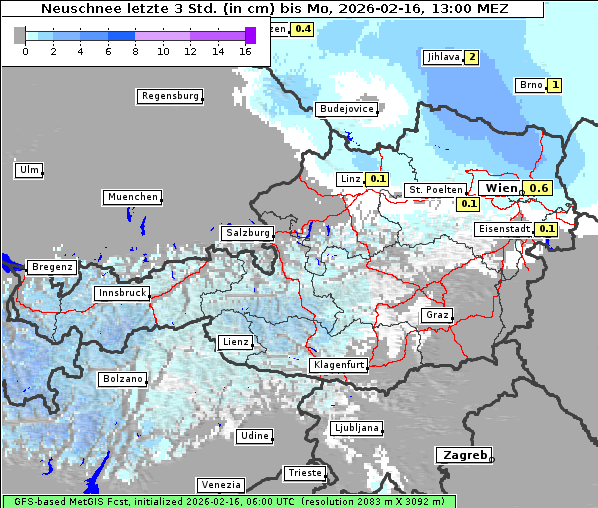 Neuschnee, 16. 2. 2026