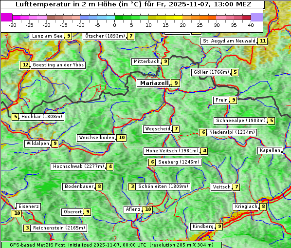 Temperatur, 7. 11. 2025