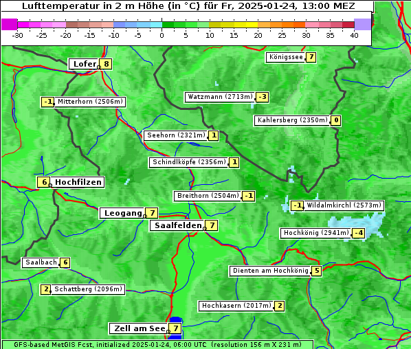 Temperatur, 24. 1. 2025