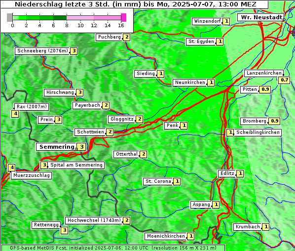 Niederschlag, 7. 7. 2025