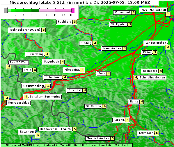 Niederschlag, 8. 7. 2025