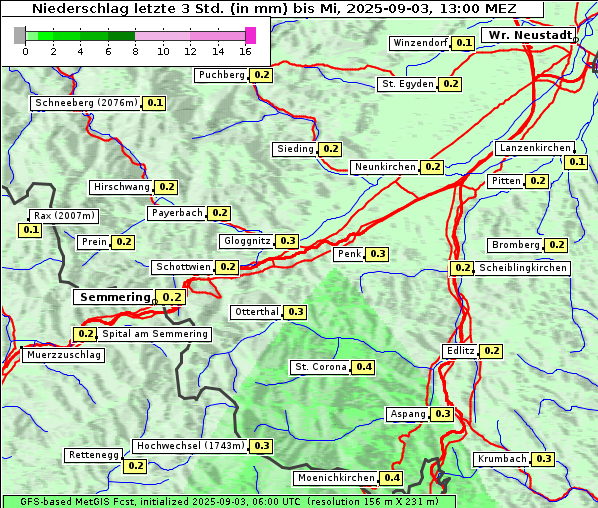 Niederschlag, 3. 9. 2025