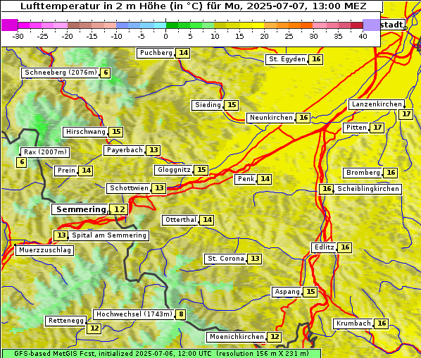 Temperatur, 7. 7. 2025