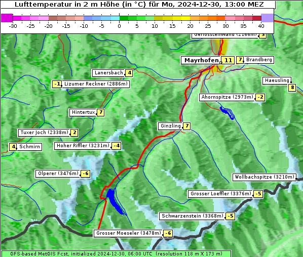 Temperatur, 30. 12. 2024