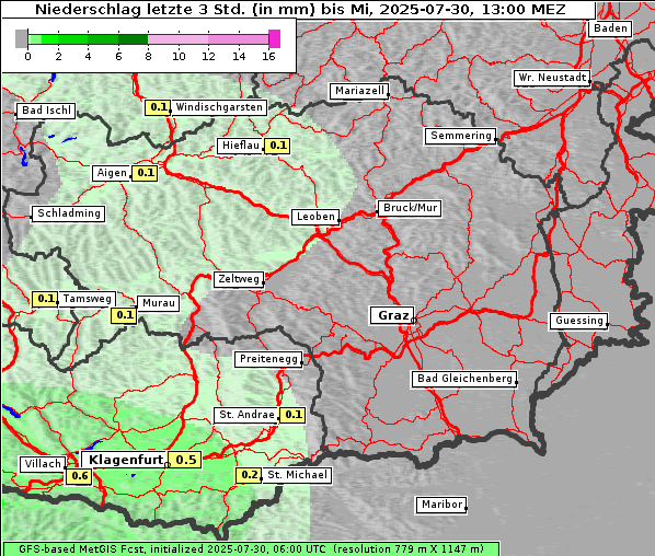 Niederschlag, 30. 7. 2025