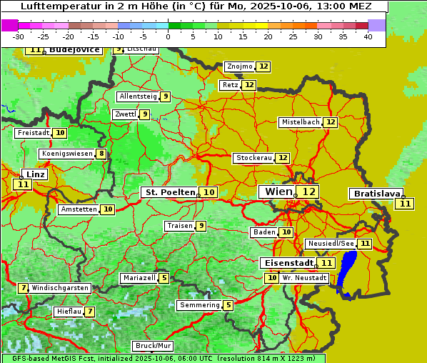 Temperatur, 6. 10. 2025