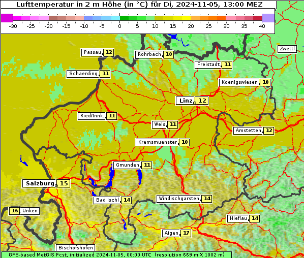 Temperatur, 5. 11. 2024