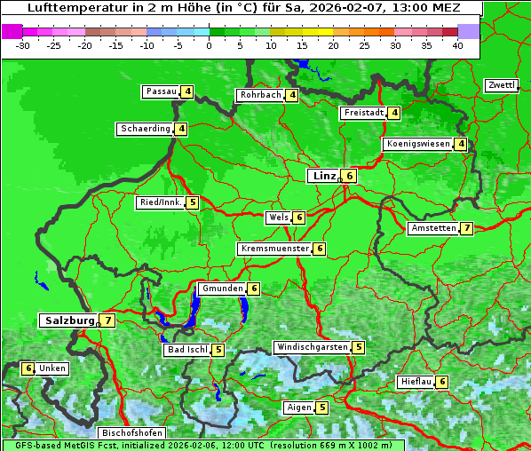 Temperatur, 7. 2. 2026