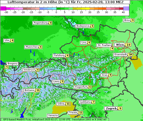 Temperatur, 28. 2. 2025