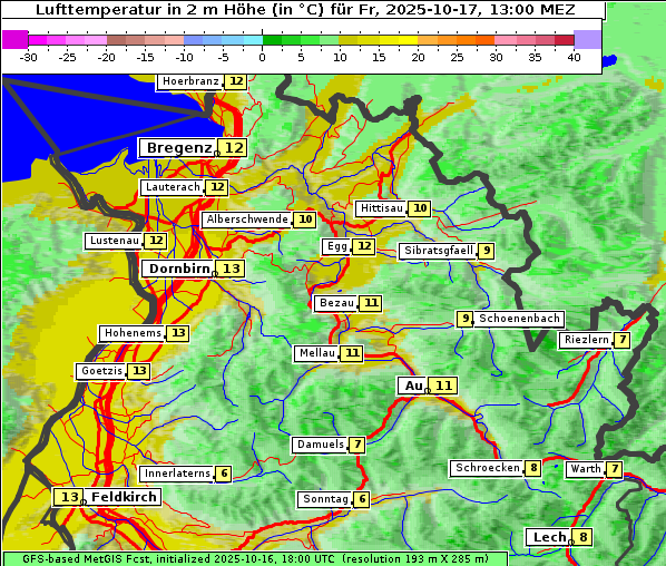 Temperatur, 17. 10. 2025