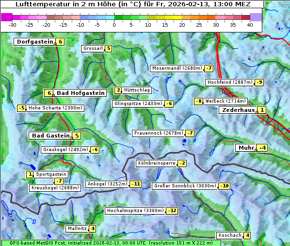 Temperatur, 13. 2. 2026