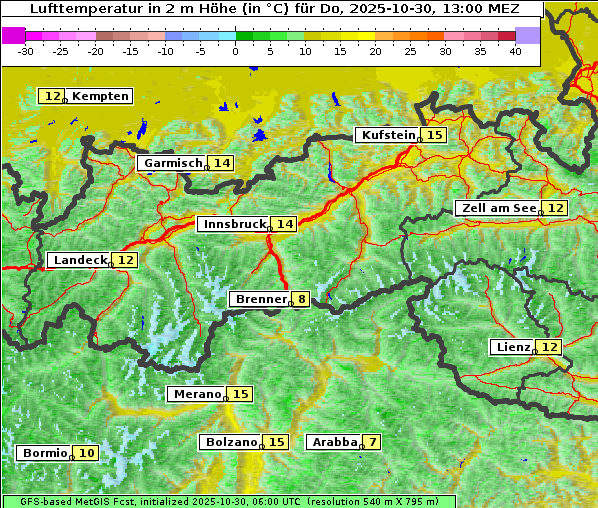 Temperatur, 30. 10. 2025