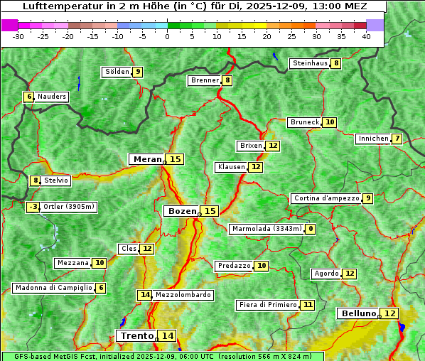 Temperatur, 9. 12. 2025