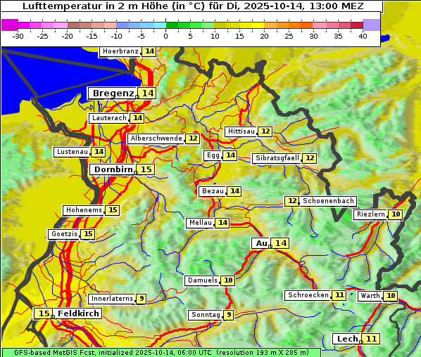 Temperatur, 14. 10. 2025