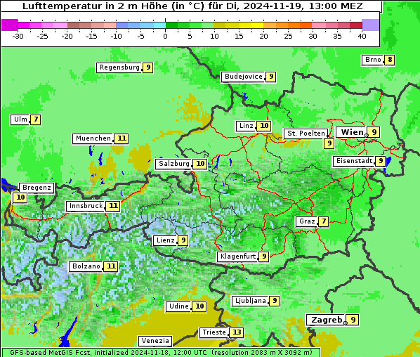 Temperatur, 19. 11. 2024