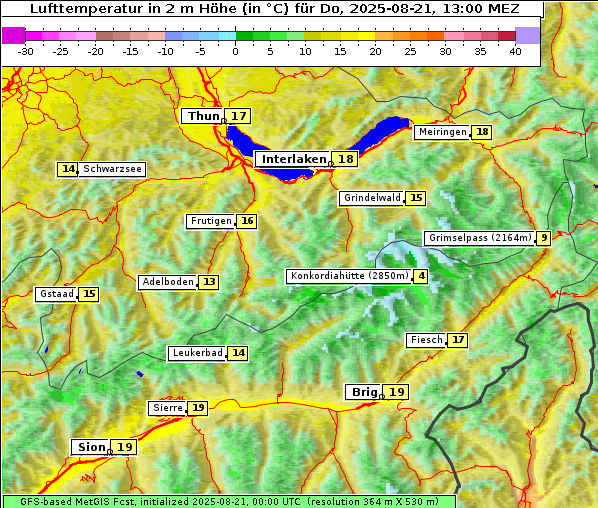 Temperatur, 21. 8. 2025
