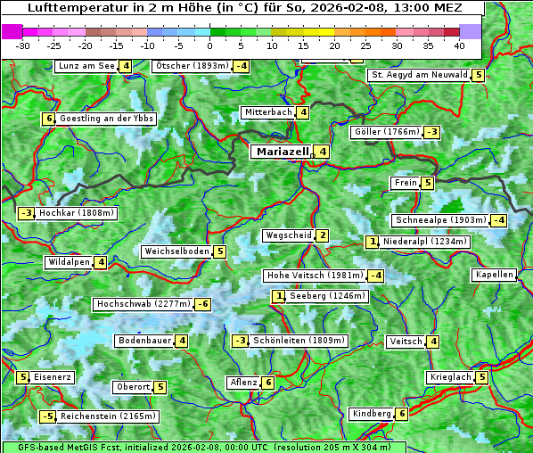 Temperatur, 8. 2. 2026