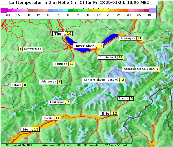 Temperatur, 24. 1. 2025