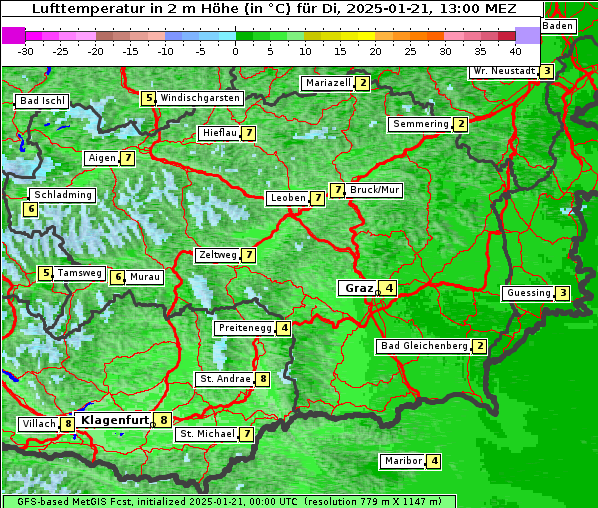 Temperatur, 21. 1. 2025