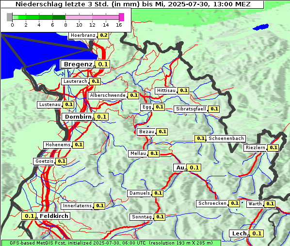 Niederschlag, 30. 7. 2025