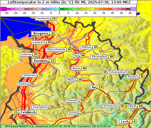 Temperatur, 30. 7. 2025
