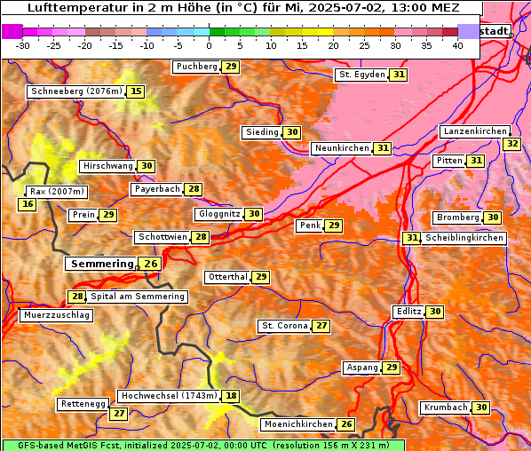 Temperatur, 2. 7. 2025