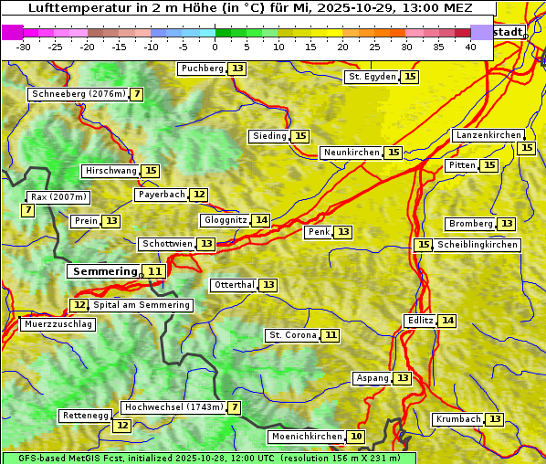 Temperatur, 29. 10. 2025