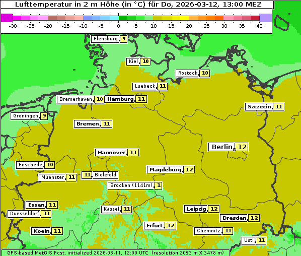Temperatur, 12. 3. 2026
