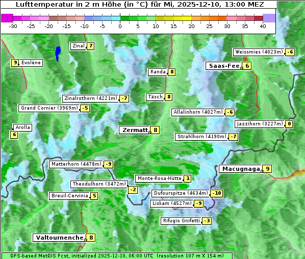 Temperatur, 10. 12. 2025