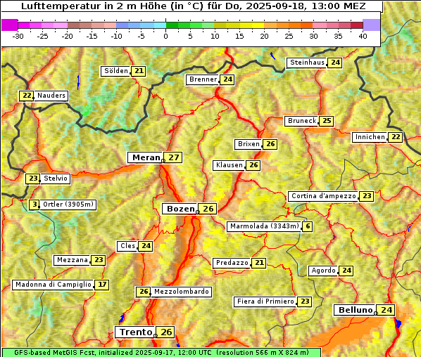 Temperatur, 18. 9. 2025