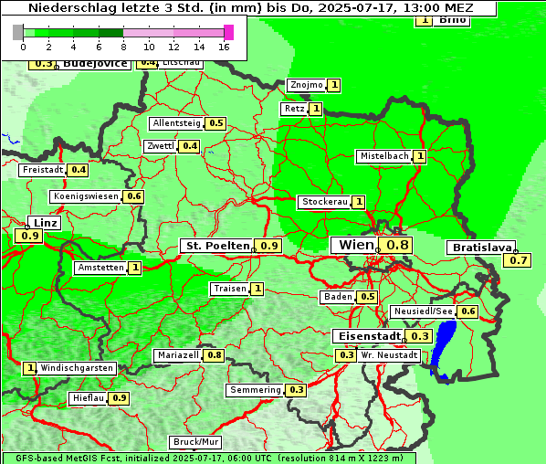 Niederschlag, 17. 7. 2025