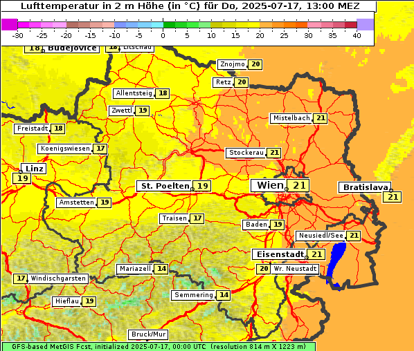 Temperatur, 17. 7. 2025