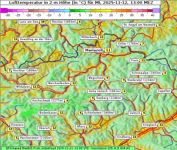 Temperatur, 12. 11. 2025