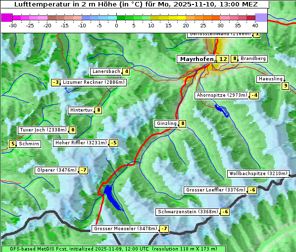 Temperatur, 10. 11. 2025