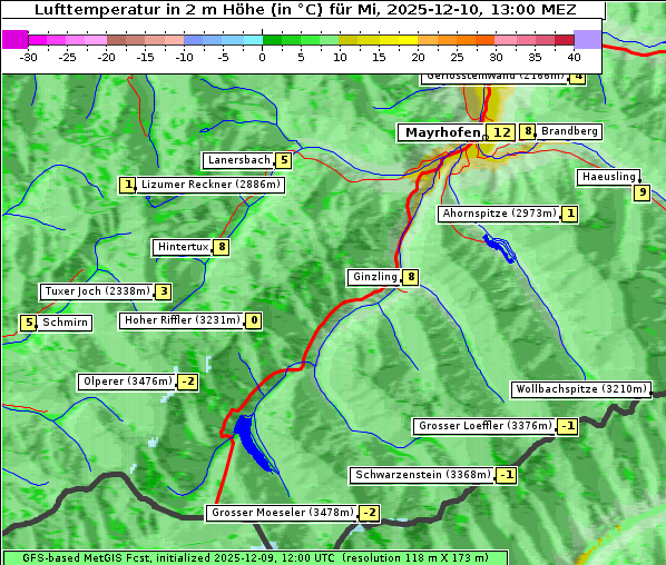 Temperatur, 10. 12. 2025