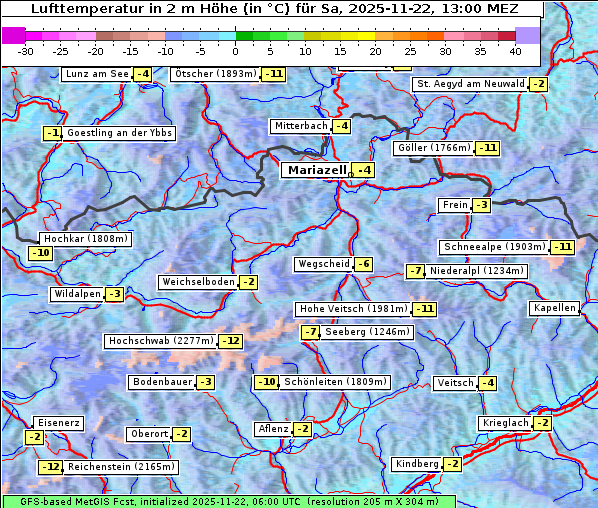 Temperatur, 22. 11. 2025