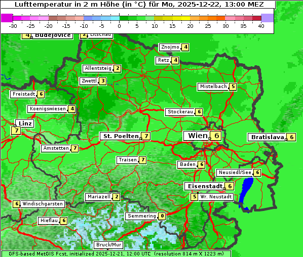 Temperatur, 22. 12. 2025