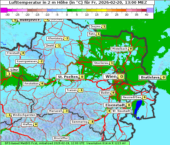 Temperatur, 20. 2. 2026