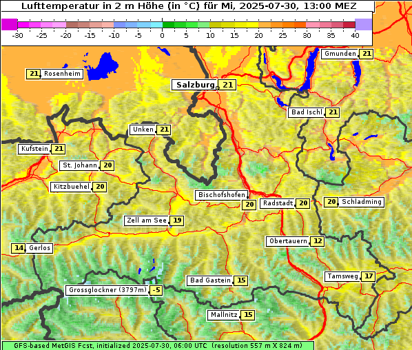 Temperatur, 30. 7. 2025