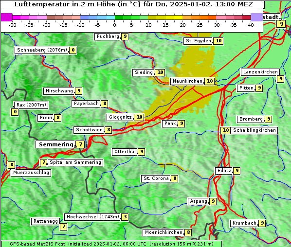 Temperatur, 2. 1. 2025