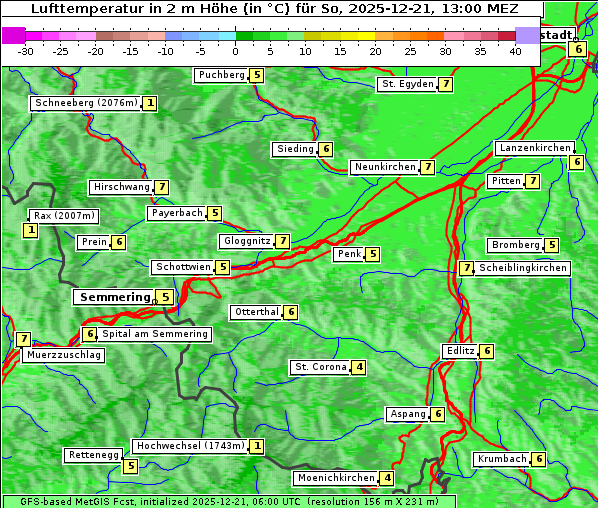 Temperatur, 21. 12. 2025
