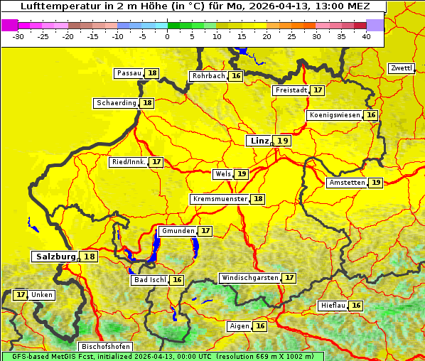 Temperatur, 13. 4. 2026