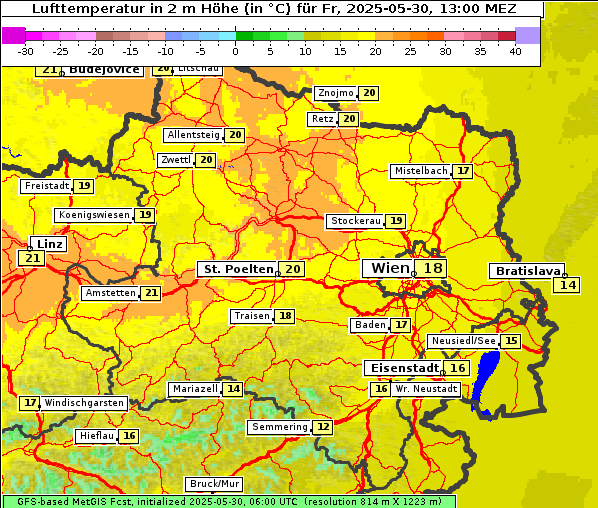 Temperatur, 30. 5. 2025