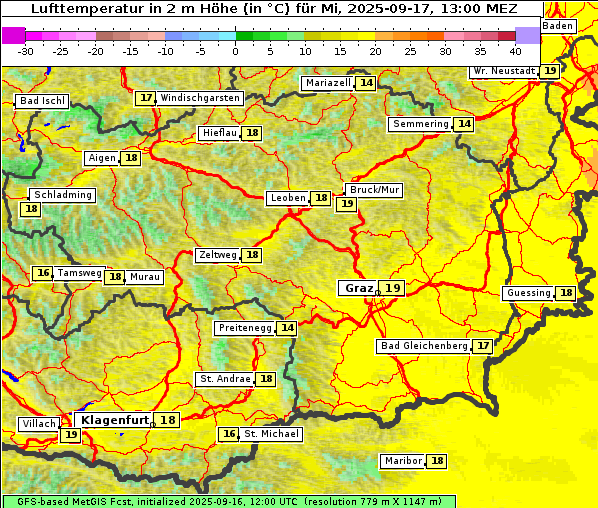 Temperatur, 17. 9. 2025