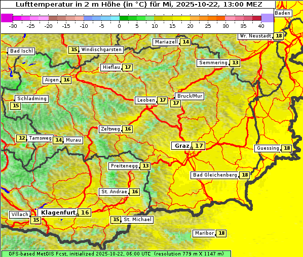 Temperatur, 22. 10. 2025